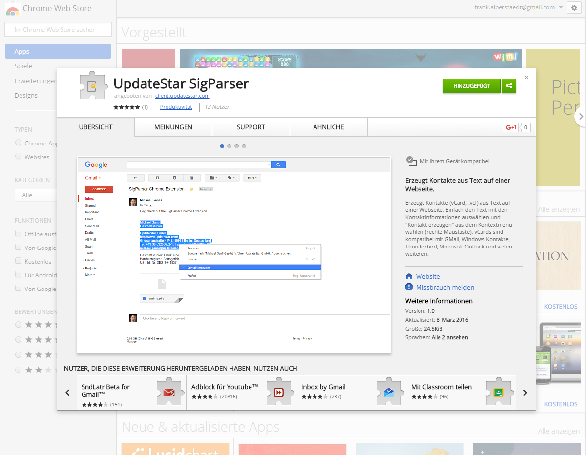 Tillgänglig i Chrome Web Store