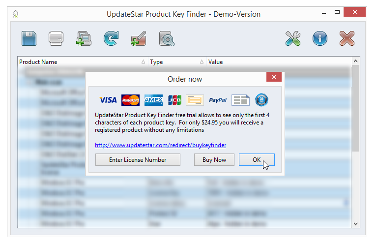 Регистрация Product Key Finder