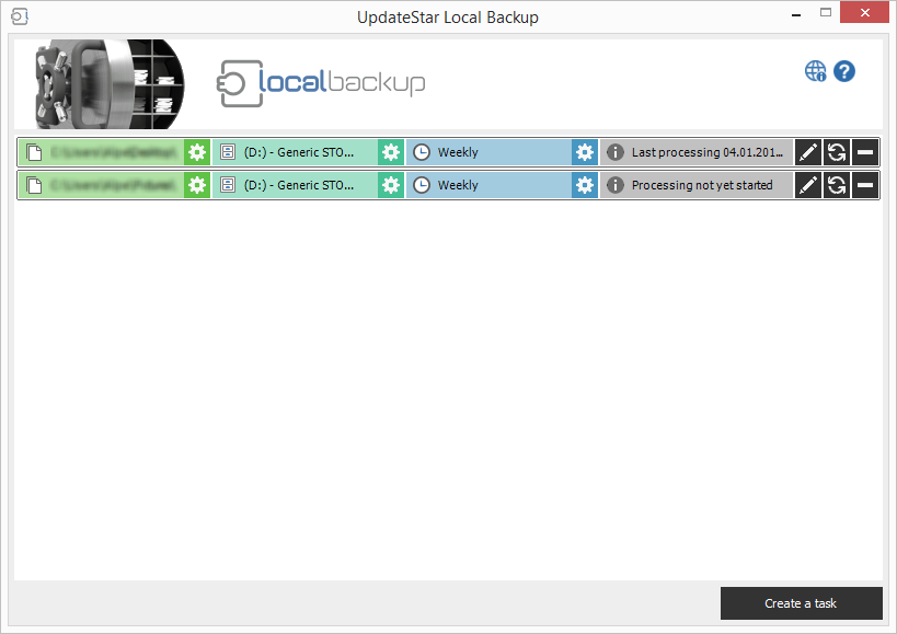 Конфигурация задач Local Backup